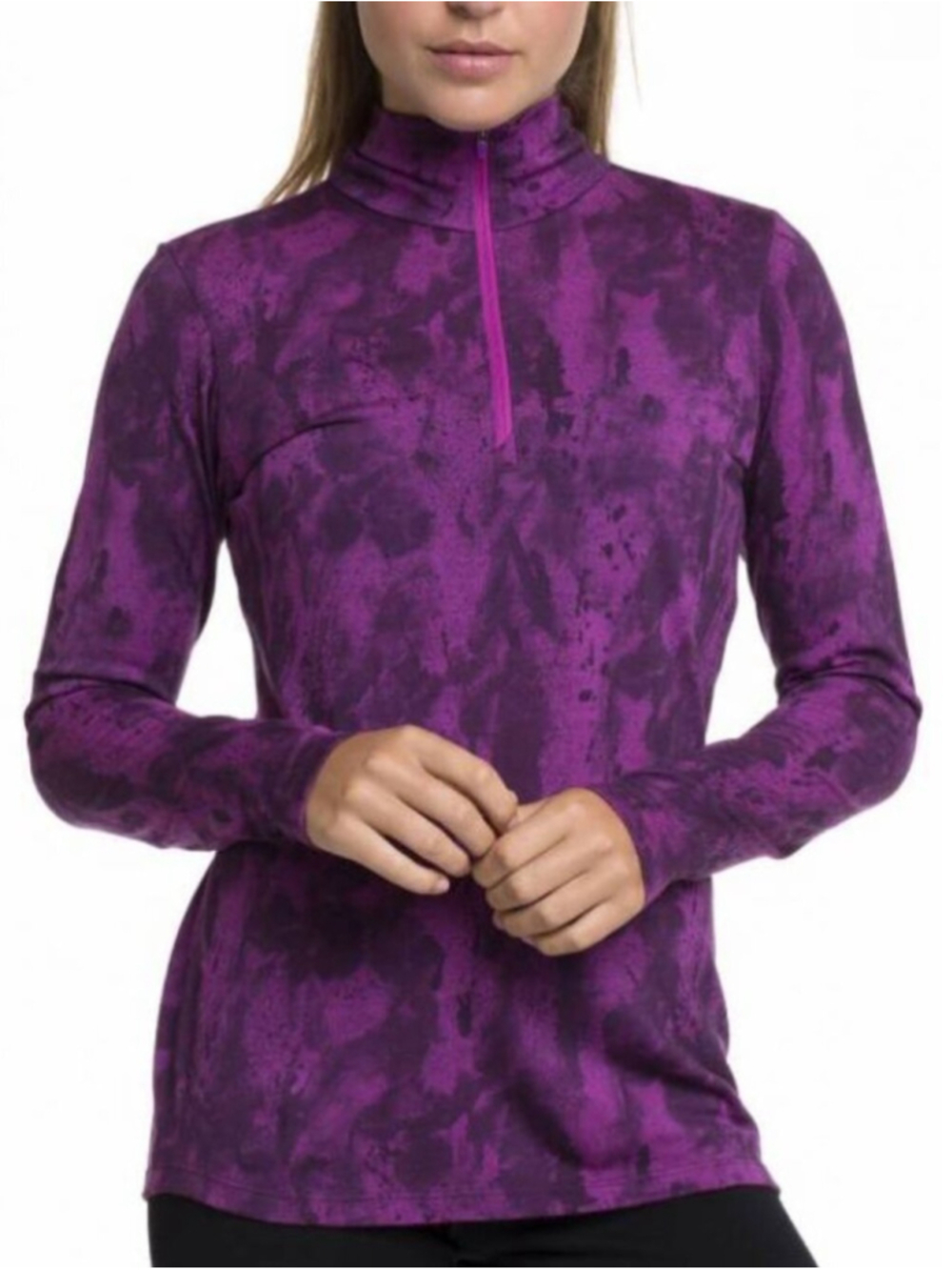 MEC T2 Merino Wool 1/4 Zip Base Layer Top Purple Large Breathable Outdoor Winter